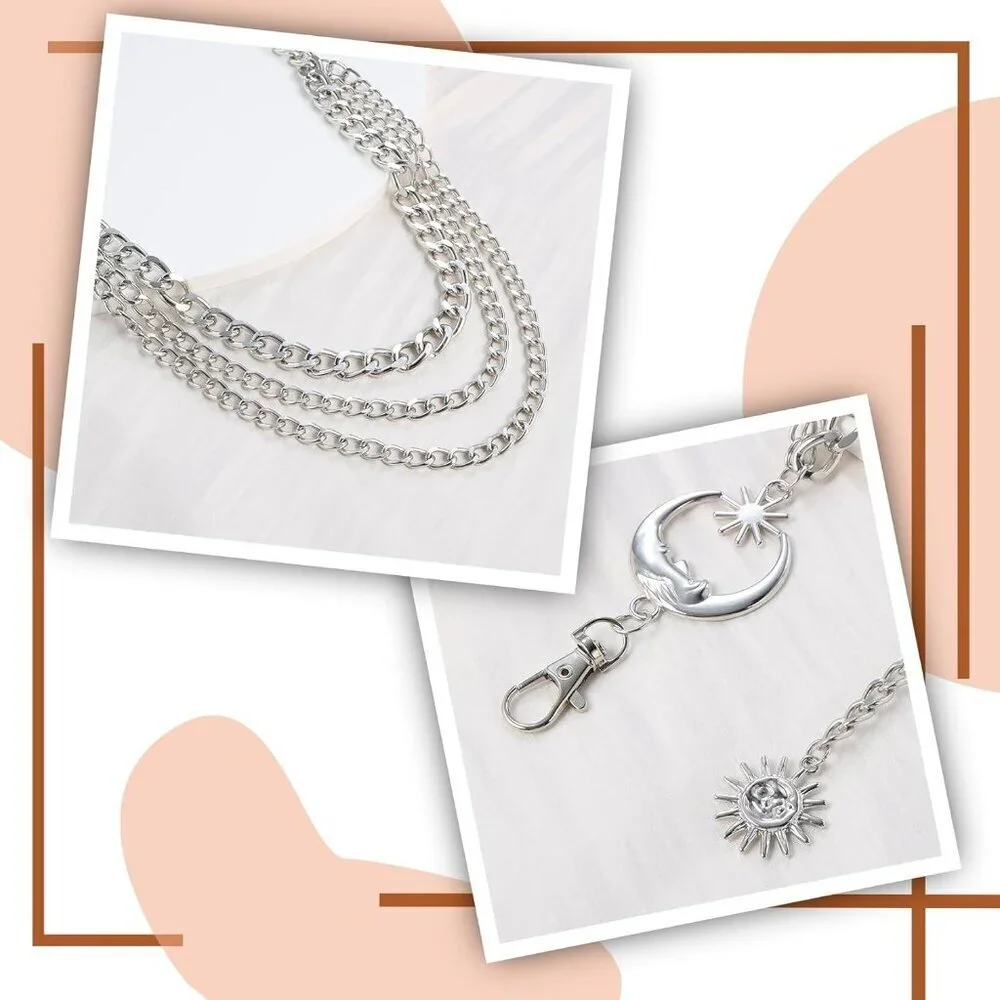 3-Layer Metal Waist Chain Belt for Women Silver Adjustable Body Jewelry